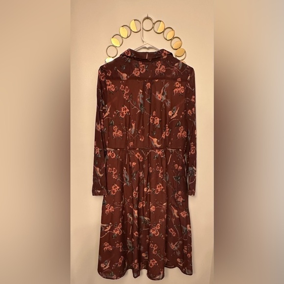 Pink Martini Midi Dress Burgundy Floral Print Size Medium - Picture 5 of 6